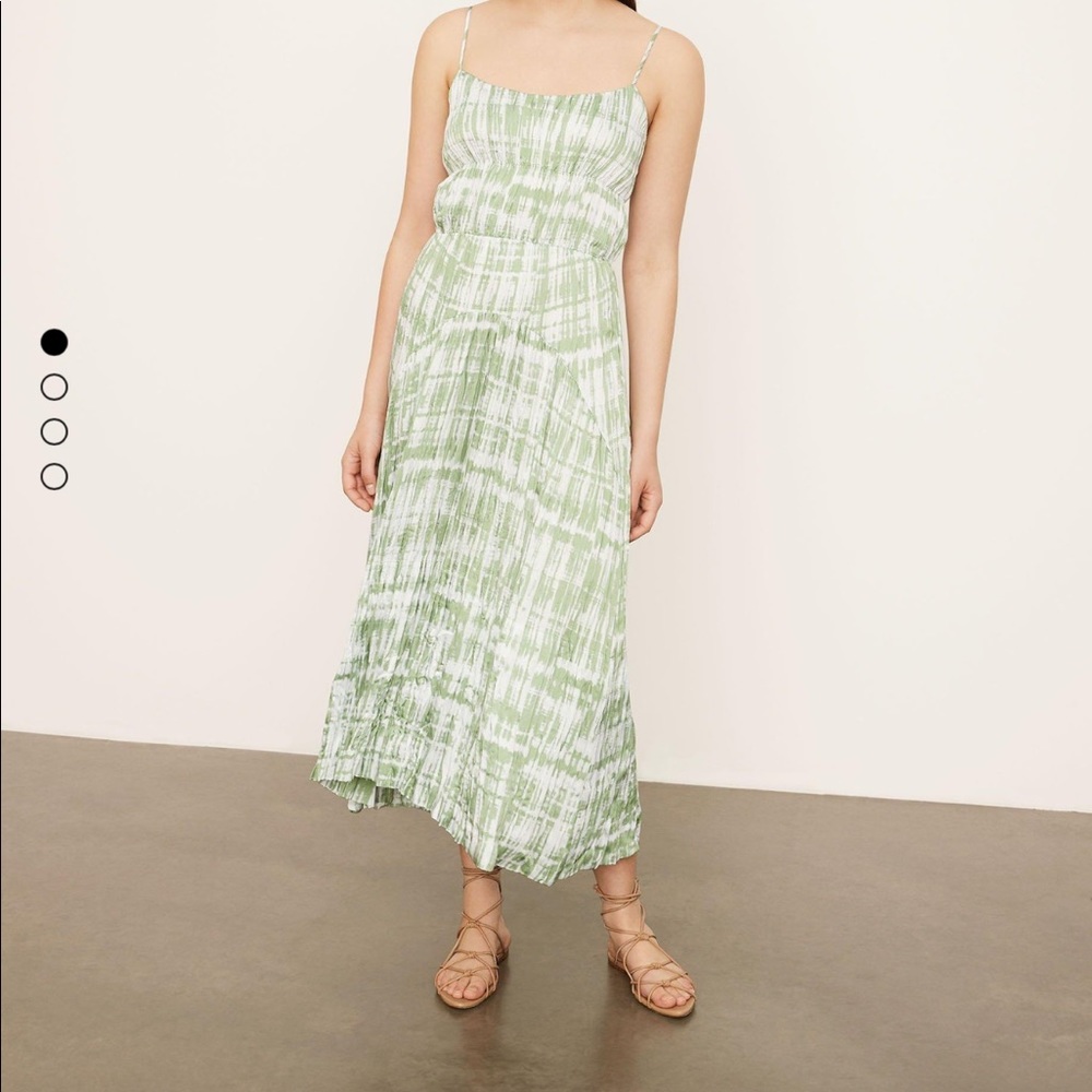 Vince Green and White Tie Dye Ruched Camisole Dress